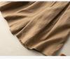 Summer Elastic Waist Cotton-Linen Capris with Wide Legs and Retro Solid Color