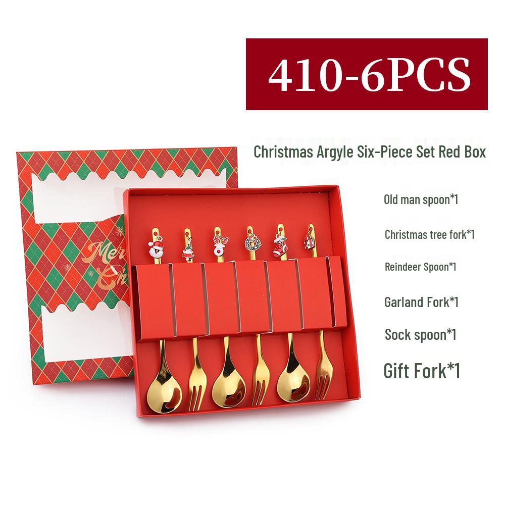 J Creative Christmas Reindeer Spoon & Fork Set - Cute Dessert & Coffee Stirring Gift