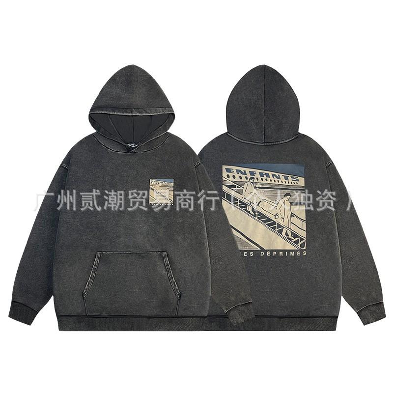 ERD Letter Print Hoodie Teen Boys Loose Fit Casual Sweatshirt Winter