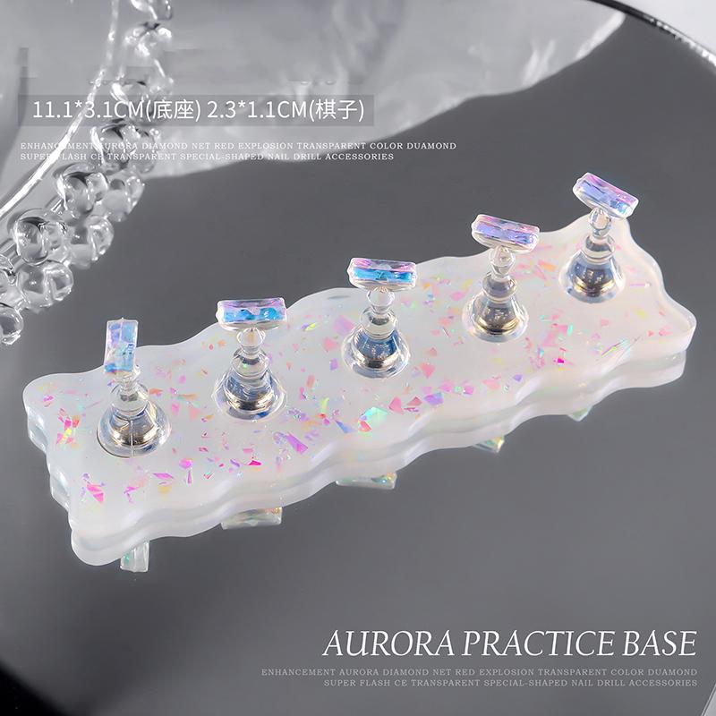 Magnetic Nail Holder False Nail Tip Practice Stand Aurora Base Holder Nail Art Display For Art Salon DIY & Practice 5pcs/Set