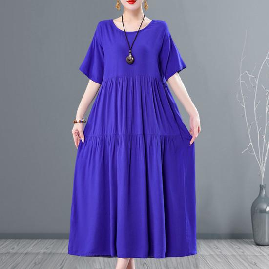 Abito lungo estivo da donna Tessuto morbido e confortevole Vestibilità lusinghiera Stile versatile per ogni occasione Lunghezza alla caviglia Tinta unita Lady