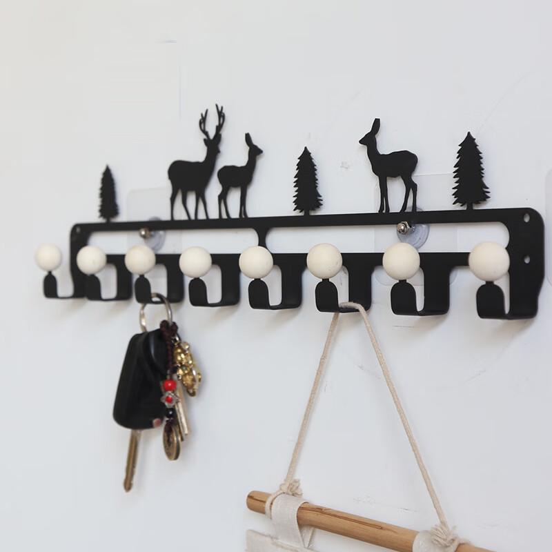 MDNG No-Drill Deer 8-Hook Wood Wall Coat Rack