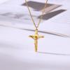 Trend Kreuz Titanstahl 18k Vergoldet Anhänger Halskette Schlichter Schmuck Unisex Schlüsselbeinkette