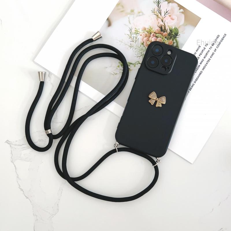 Lanyard Case For Xiaomi Redmi 15 15C 14C 13C A5 A3 Note 14 Pro 13 12 Crossbody Cord Strap Metal Butterfly Diamond Soft TPU Cover
