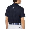 FootJoy Men's Check Jacquard Short Sleeve Mock Neck Golf Shirt, Dark Navy, Size M (FJ-S25-S05, 34684-M)