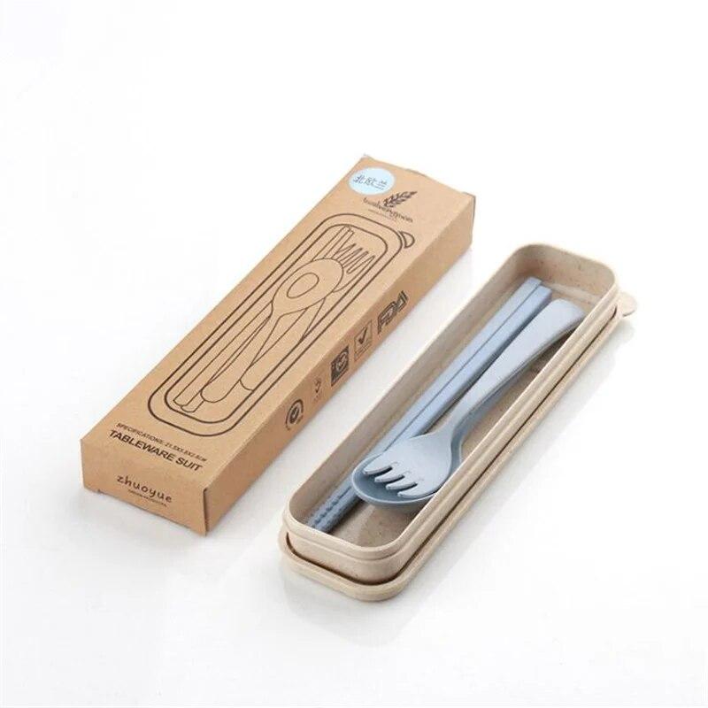 Cutlery Set Cute Portable Travel Adult Cutlery Wheat Straw Fork Camping Picnic Set Gift Child Office People Dinnerware