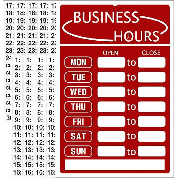 Opening Hours Sign,Business Hours Indicator,Store Hours Plaque,Hours of Operation Door Supplies for Business, Changeable Store Time Mark with