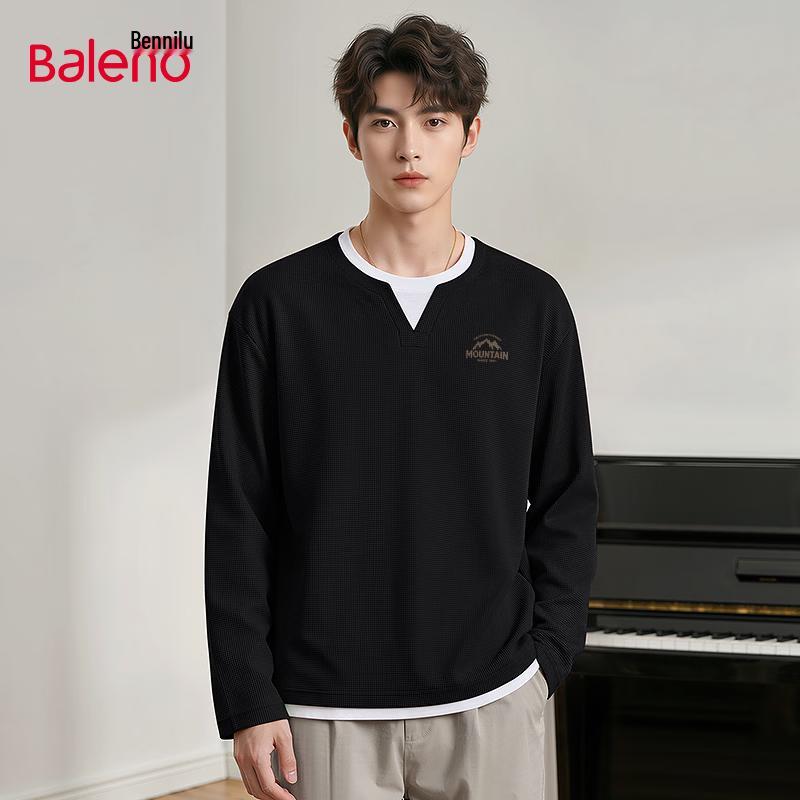 Baleno Men s Waffle Knit Faux Two-Piece Long-Sleeve T-Shirt 3XL