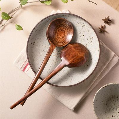 Colher de Madeira para Ramen Japonês Natural Nova Colher de Sopa de Cabo Longo Colher de Chá para Café Leite Colheres Utensílios de Mesa de Cozinha Ferramentas para Culinária Caseira