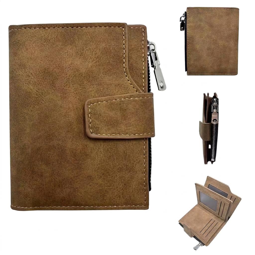 

Zipper Wallet Glossy Hardware Expandable Wallet Pu Leather Wallet Ultra Lightweight For Everyday Use Shopping Daily Commuting коричневий
