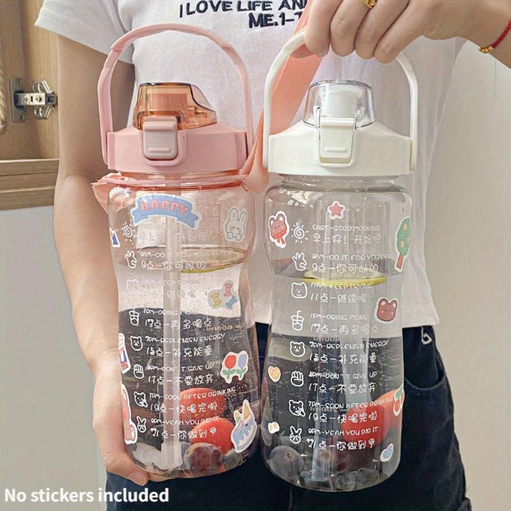 

1.5L Portable Water Bottle Large Capacity Plastic Straw Water Cup Drink Bottle with Time Marker for Outdoor Sports Fitness 1.5L