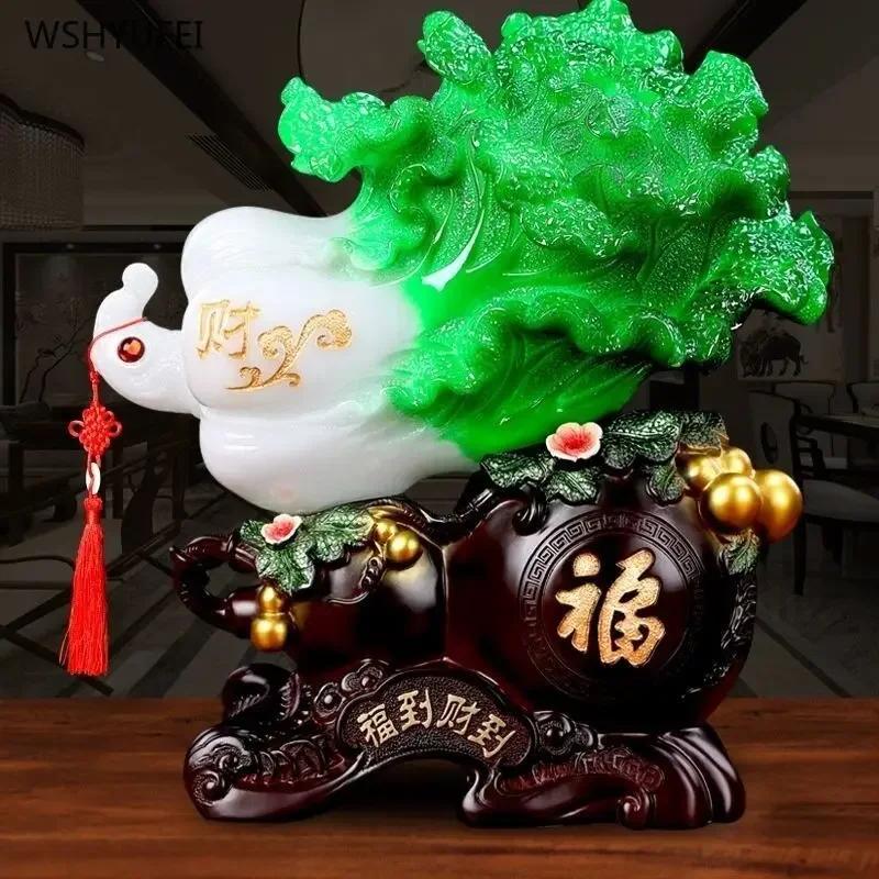 1 szt. żywiczne jadeitowe ozdoby kapusty salon szafka na wino rzeźba rzemiosło przyciągają bogactwo dekoracja domu prezent na parapetówkę