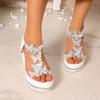 Women Sandals Rhinestone Butterfly Platform Sandals Women Fashion Slip on Wedges Shoes Woman Lightweight Elastic Band Shoes