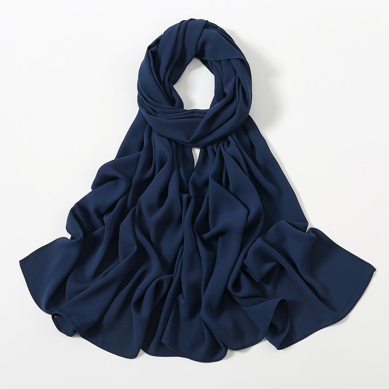Women Heavy Chiffon Hijab Scarf Premium Chiffon Muslim Hijabs Plain Good Stitching Maxi Wrap Solid Color Musulman Femme Shawls