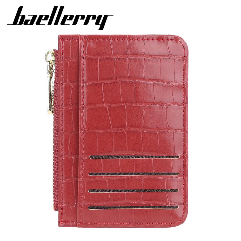 Baellerry Women's Crocodile Pattern Card Holder Coin Purse: Korean Style Fashion Wallet with Large Capacity and Multi-Card Slots