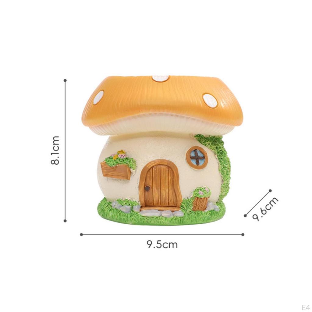 Mushroom House Planter Whimsical Resin Fairy Garden Ornament for Gardeners,