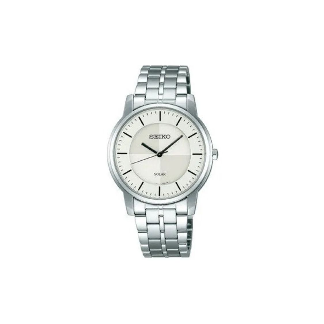 Seiko Solar Quartz Movement Watch Men watches White SBPT901J Silver