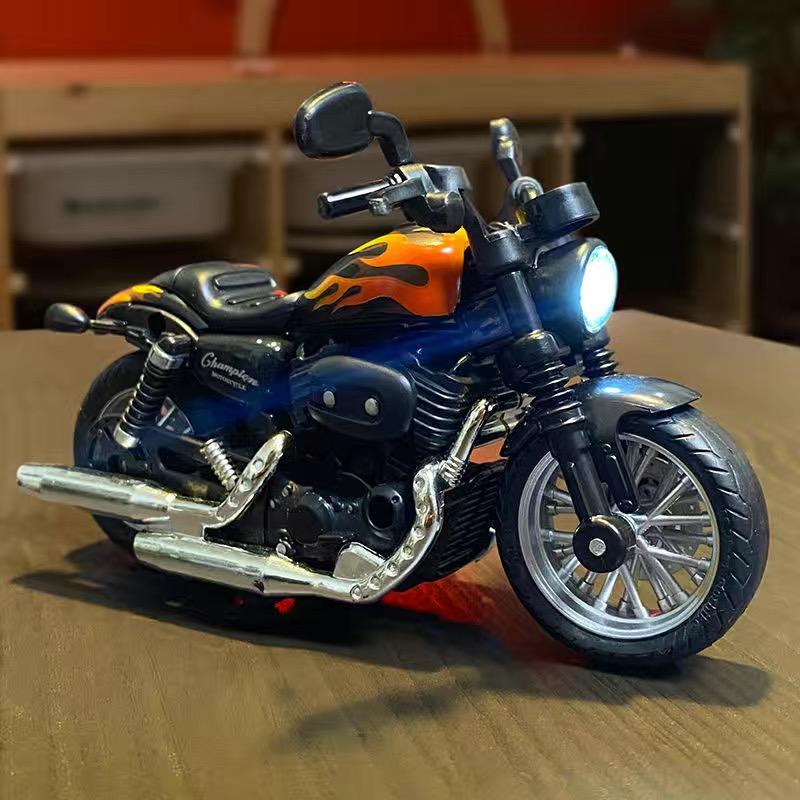Non-Toxic 1/14 Motorcycle Toys Simulation Alloy Car Model With Sound And Light Pull Back Toy Car Toys Hobbies Modeling Die Cast Vehicles