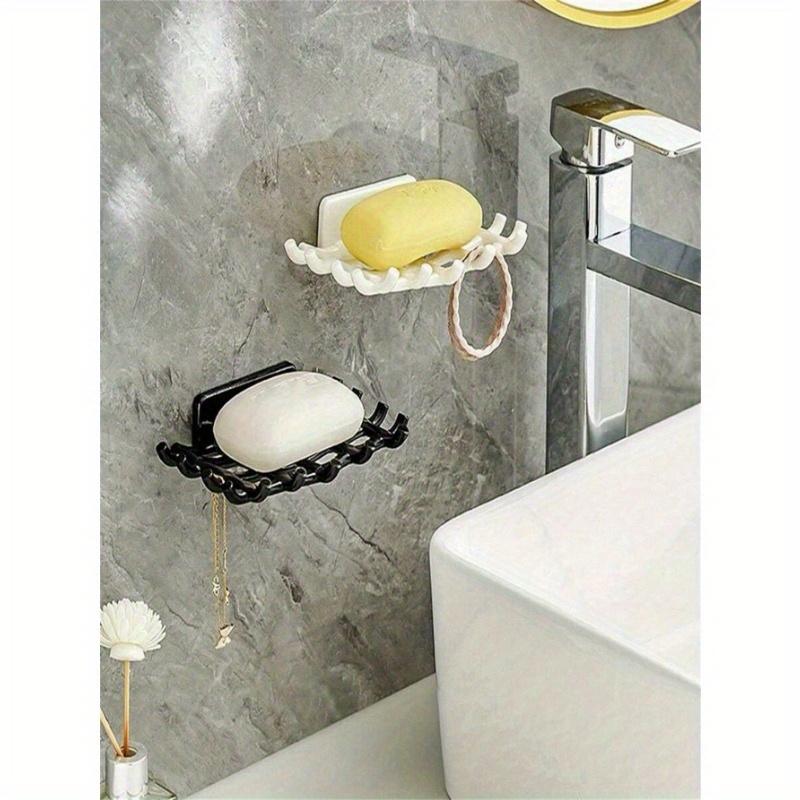 1PC Wall Mounted Soap Dish Rack, Wall Mounted Drain Storage Rack Household Perforation-Free Bathroom High-Grade Toilet Soap, Soap Hook