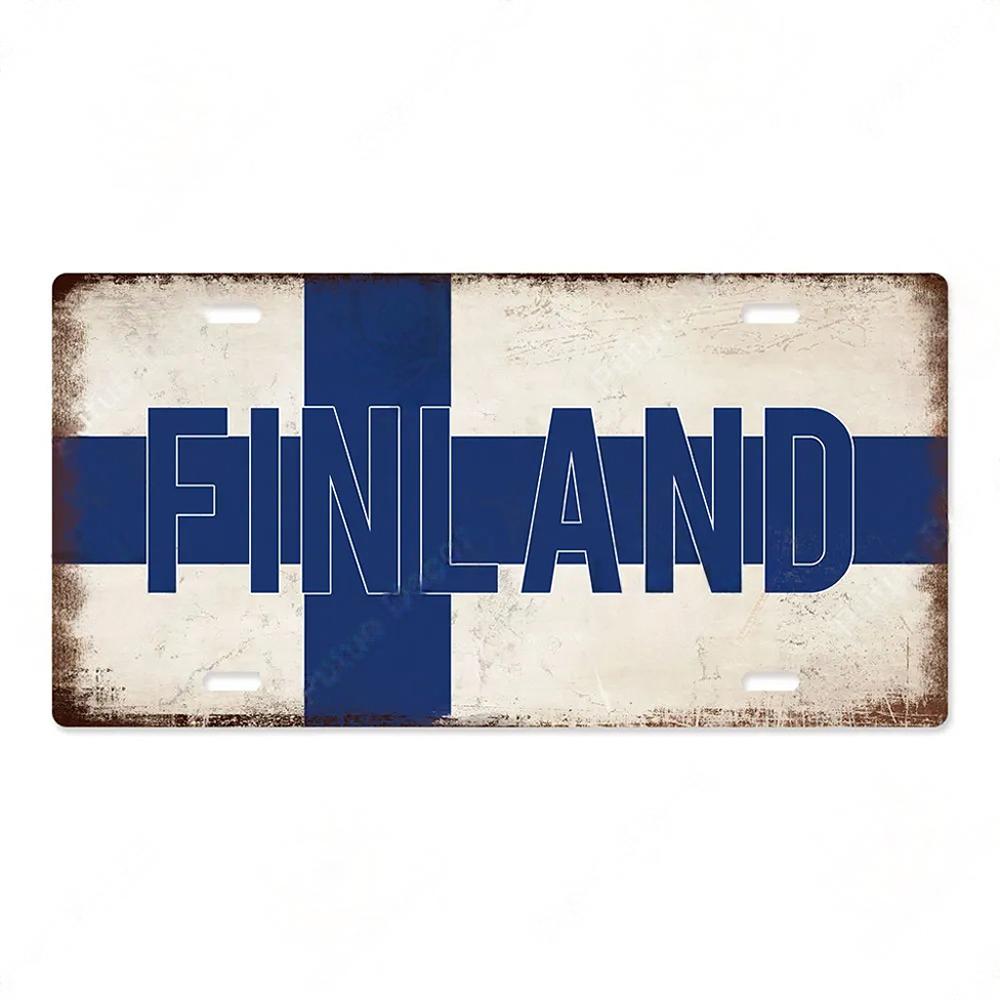 FJ Country National Flag Metal TinSigns Decor License Plate Plaque Metal Vintage Home Wall Decoration for Bar Pub Man Cave