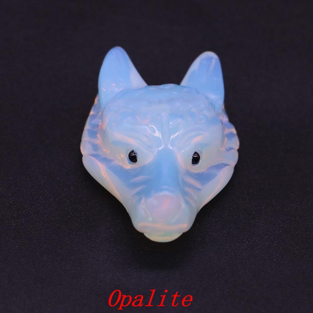 Testa di Lupo in Pietra Naturale da 1,5" Cristallo Curativo Reiki Animale Scolpito a Mano Statuetta Decorazione in Pietra Preziosa Fai da Te Accessori per Gioielli Regali