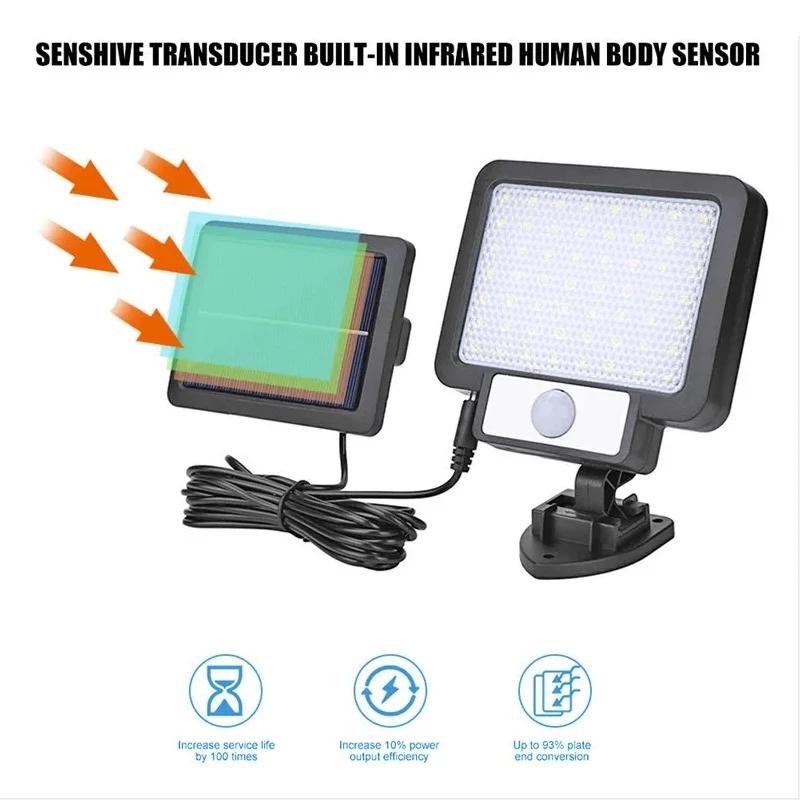 56LED Super Bright Durable Solar Powered Lamp Outdoor IP65 Waterproof Emergency Wall Lights Garden Porch Decoration Street Lamp