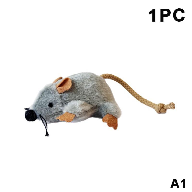 Interaktives Plüschmaus-Katzenspielzeug Realistischer wedelnder Schwanz Mit Geräusch 1/3 Stück Ungiftig für Kätzchen zum Kauen und Spielen