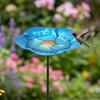 Metall Blume Gartenstecker Vogelbad Vintage Außen Bienen Tränke Station 25,6" Abnehmbarer Schmetterlings Futterspender Bad Schale für Außen Garten Rasen Dekor