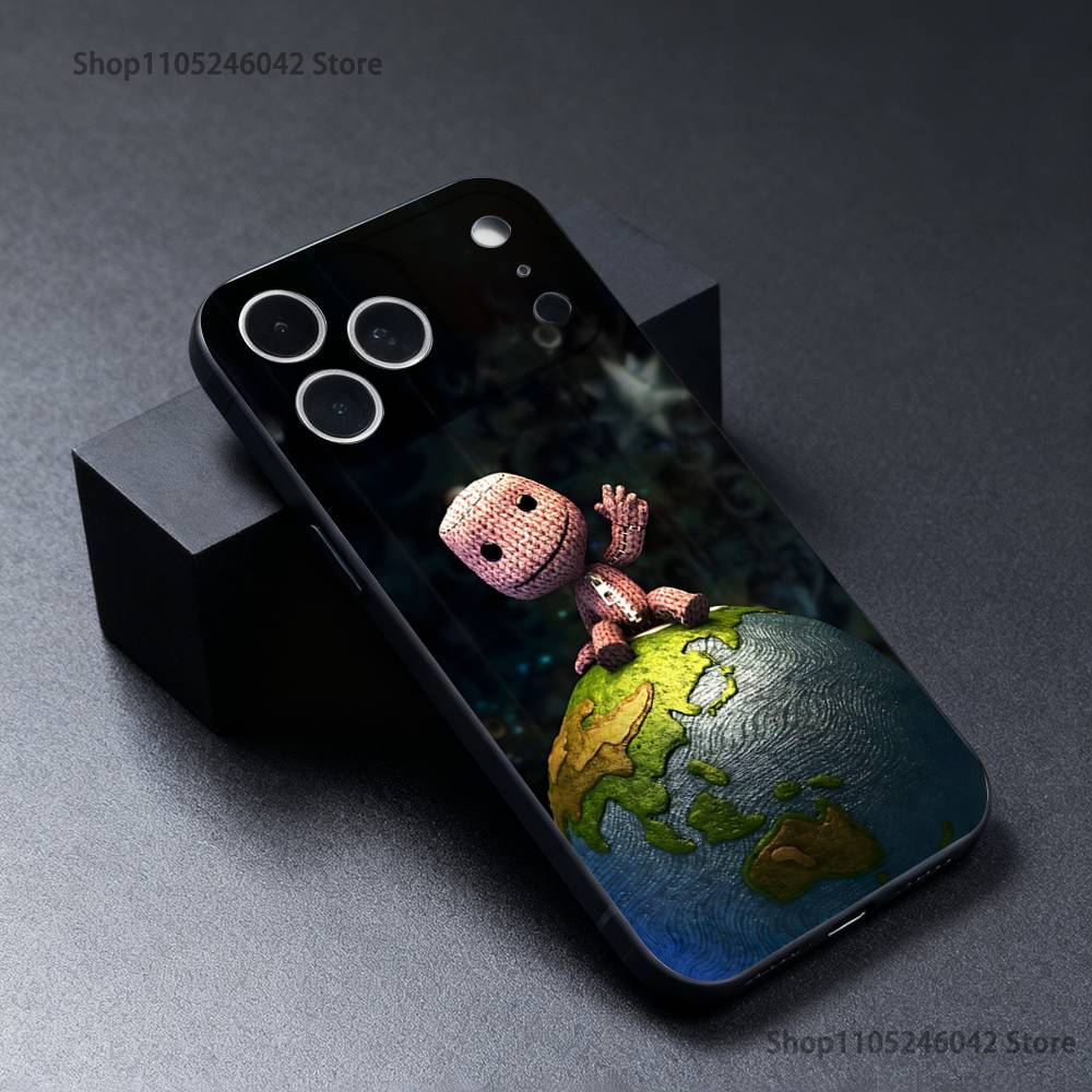 L-LBP S-Sackboy Custom Wear-resistant Phone Case For iPhone 17,16,15,14,13,12,11,Pro,Max,Plus Black Soft Cover