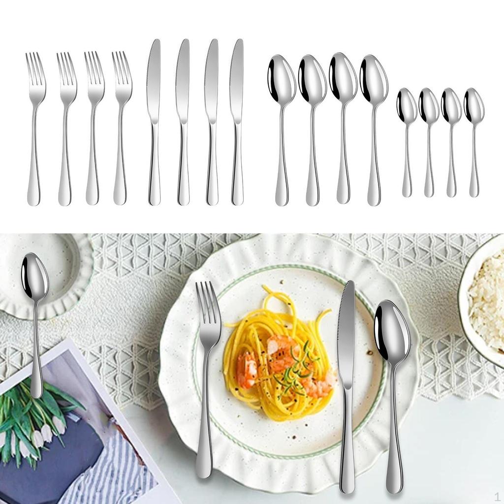 16 kusů Příborová sada pro 4 osoby Příbory Kuchyňské náčiní Nůž Vidlička Lžíce Nerezová ocel pro