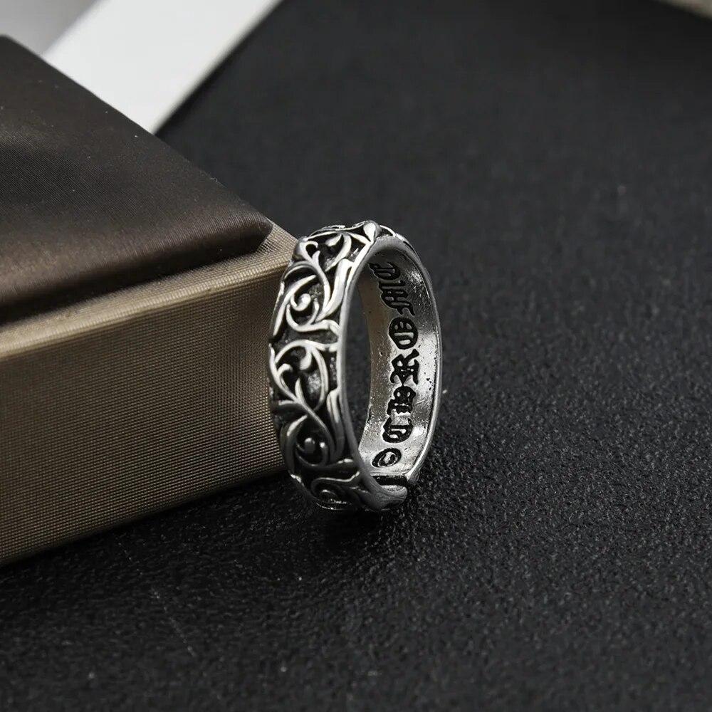 Bagues gothiques en argent Sterling avec croix de personnalité, bijoux pour hommes et femmes amoureux, créateur de tendances rétro thaïlandais en argent éternel en rotin