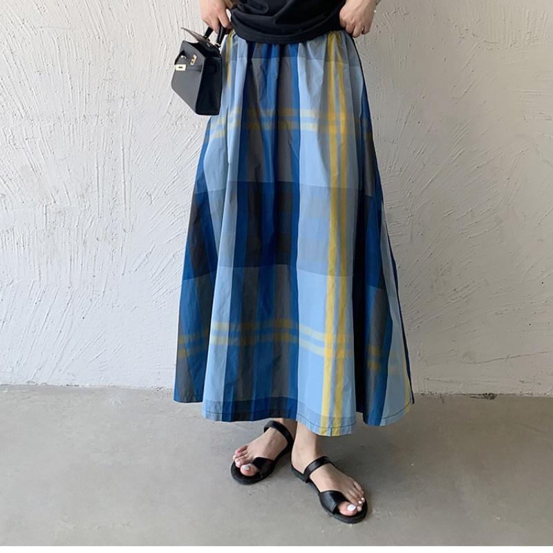 Tooxika New Women's Half Skirt Popular Fashion Plaid Large Swing Skirt