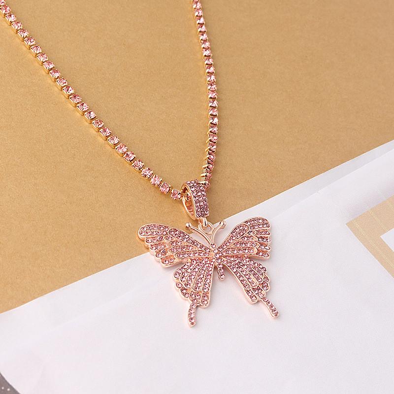 Minimalist Butterfly Necklace With Crystal Accents For Casual Wear