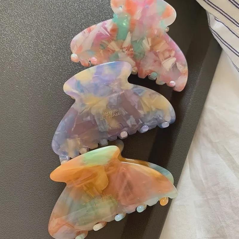 Pince à cheveux moyenne couleur unie French Gold Label Jelly - Pince requin demi-griffe acide acétique