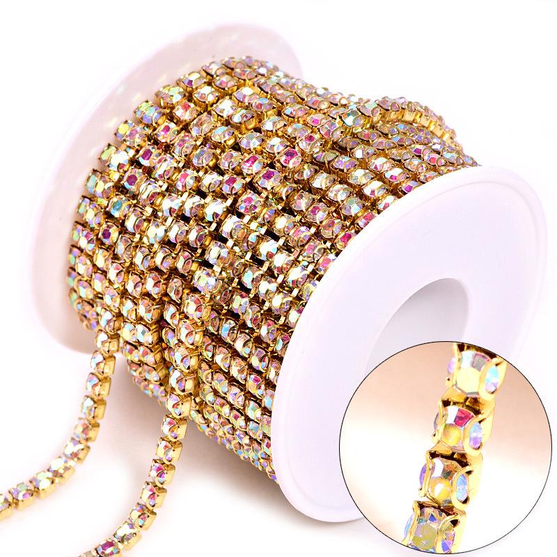 Colorful Rhinestone Claw Chain for Phone Cases, Nail Art, Apparel, & Wedding Dress Accessories