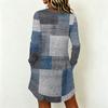 Women's Casual Long Sleeve Dress with Geometric Print and Round Neck for Everyday Wear