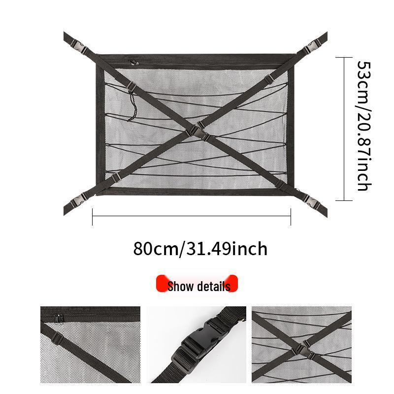 Car Roof Storage Mesh Pocket with Cross Direct Buckle - Dual Use Net for Car Roof Storage