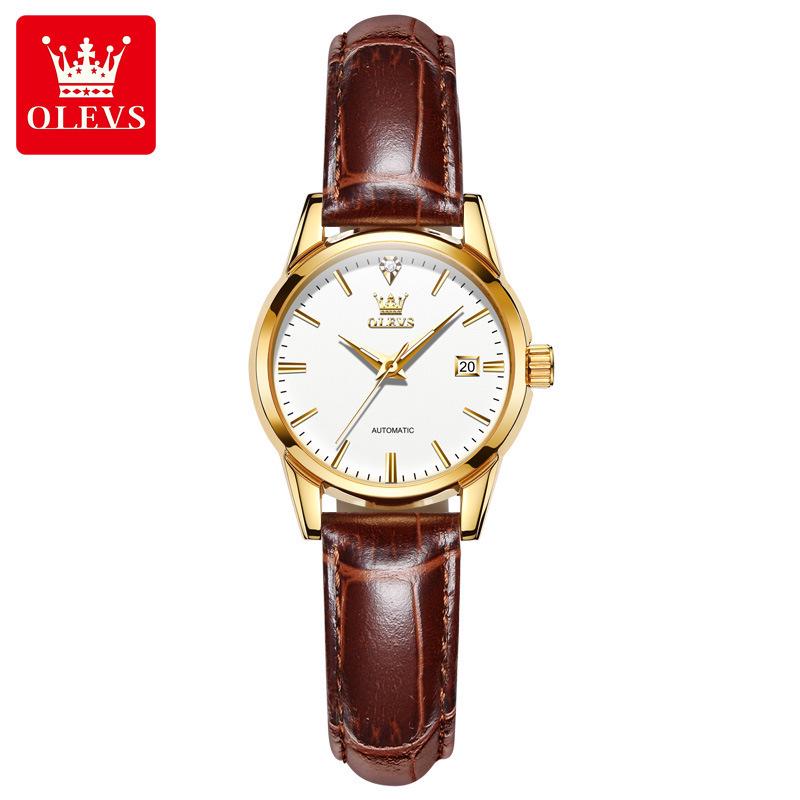 Women's Classic Waterproof Leather Strap Mechanical Watch
