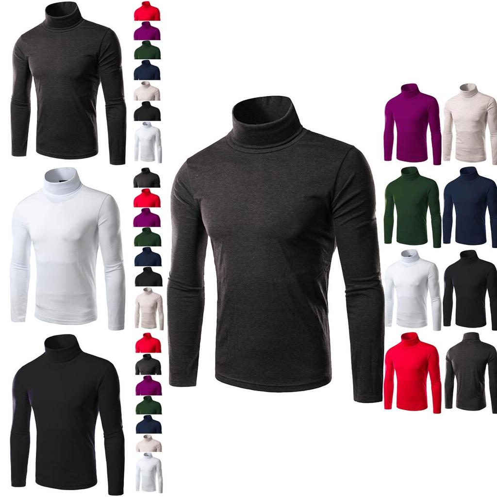 Classic Mens Slim Fit High Neck Knitted Sweater Comfortable Turtleneck Jumper