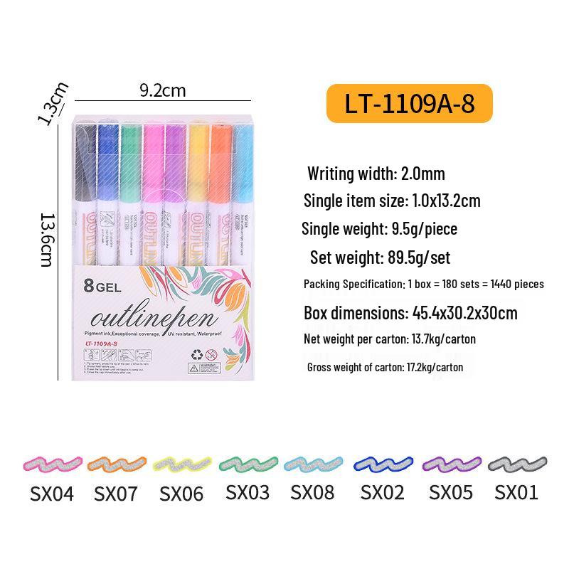 

Dual-Line Fluorescent Outline Marker for Students and Artists