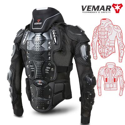 Chaqueta de Armadura Corporal para Motocicleta VEMAR para Hombre Protector de Pecho Espalda Hombro Codo para Motocross Protector de Cuello Opcional Desmontable