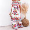 Summer Dress Floral Print High Waist Female Ladies Horizontal Shoulder Dress for Party