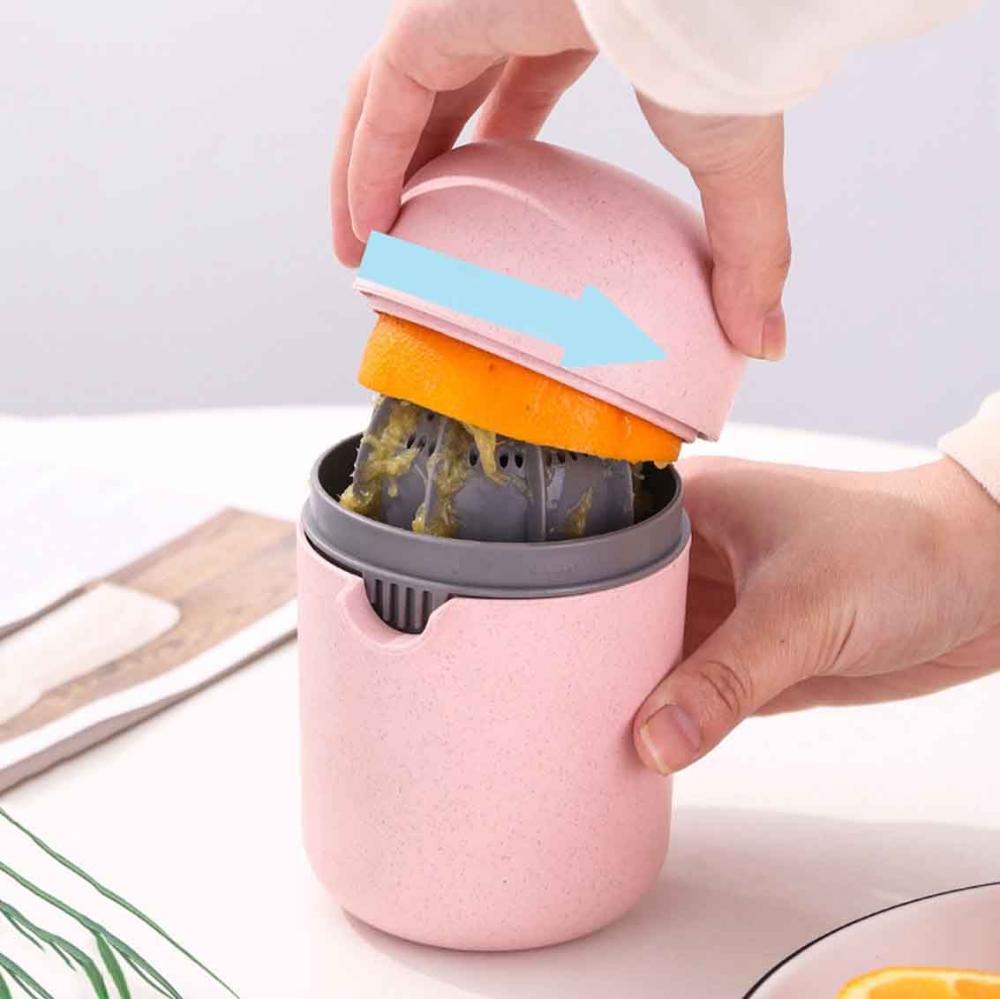 Press 2 Modes Mini Wheat Material Manual Citrus Juicer Fruit Juicer Lemon Squeezer Hand Juicer