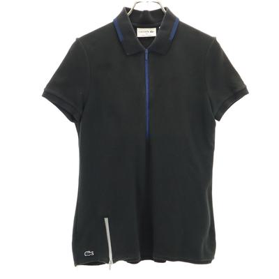Made In France Short Sleeve Half Zip Polo Shirt 36 Black Women Used