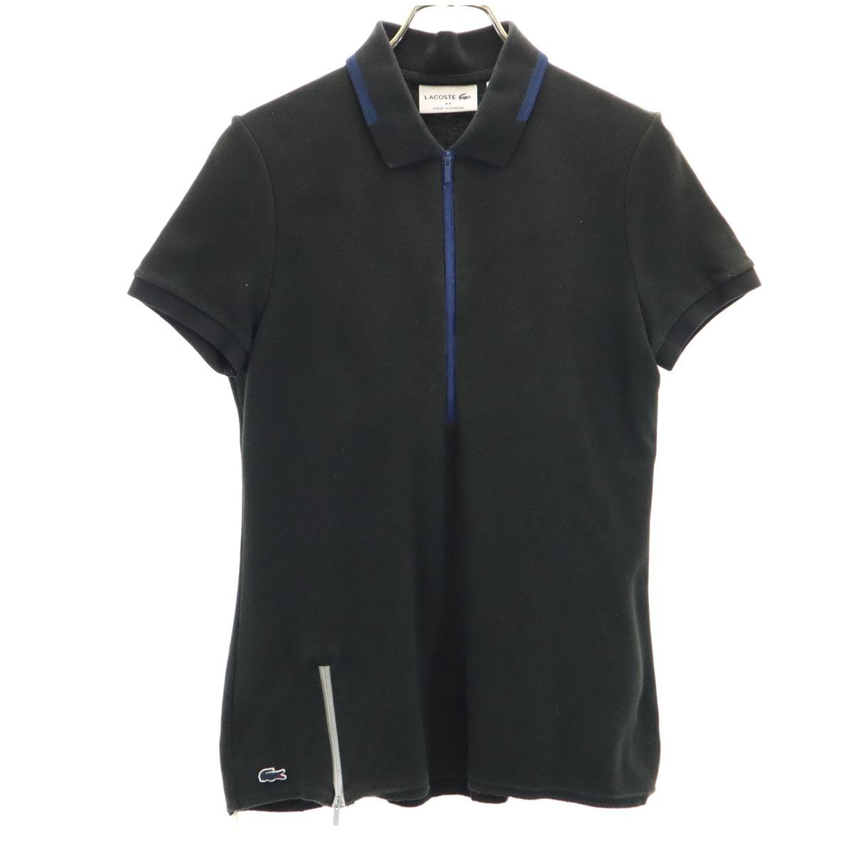 

LACOSTE Made in France Short sleeve Half zip Polo shirt 36 black Women Used