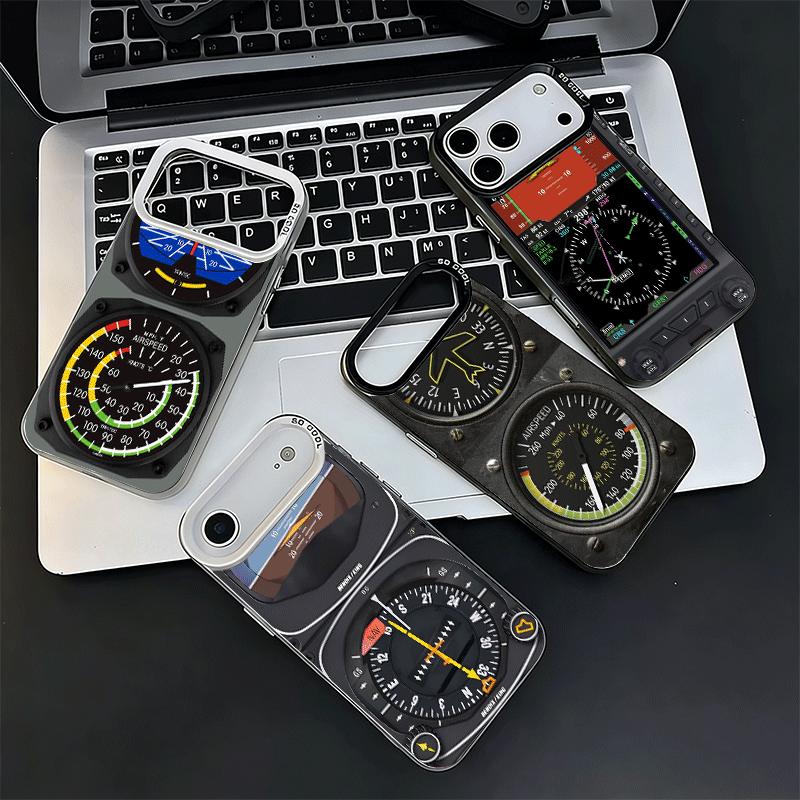 Aircraft Instrument Cockpit Radar Soft Phone Case for iPhone 15 16 17 Pro Max 17Air 16E 14 Plus 13 12 Mini Shockproof Cover Back
