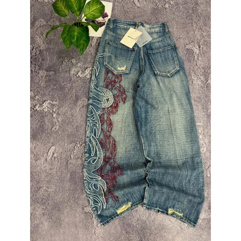 STREETRICH Y2K Amerikanska Nya Mönster Broderi Baggy Jeans High Street Vintage Hip Hop Mode Casual Joker Par Vida Ben Byxor