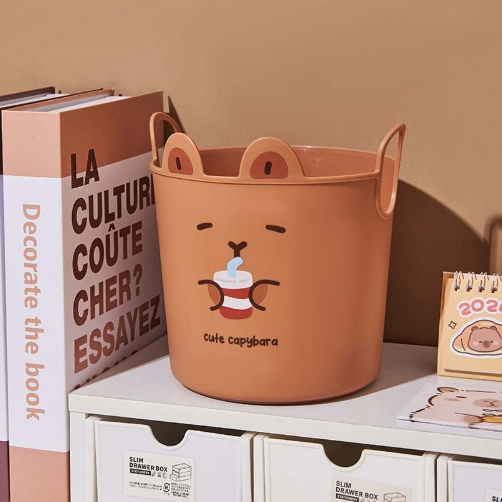 New Cartoon Pencil Holder Large Capacity Round Desktop Storage Buckets Pen Container Students Stationery