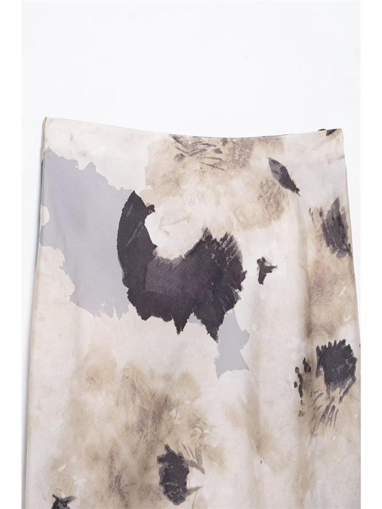 TAOP&ZA Damen Frühling/Sommer Seidenähnliches Print-Hemd und Midi-Rock Set 2375121