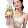 Spray Sports Water Bottle with Straw Direct Drinking Dual-Use Plastic Water Bottles for Outdoor Travel Office Walking